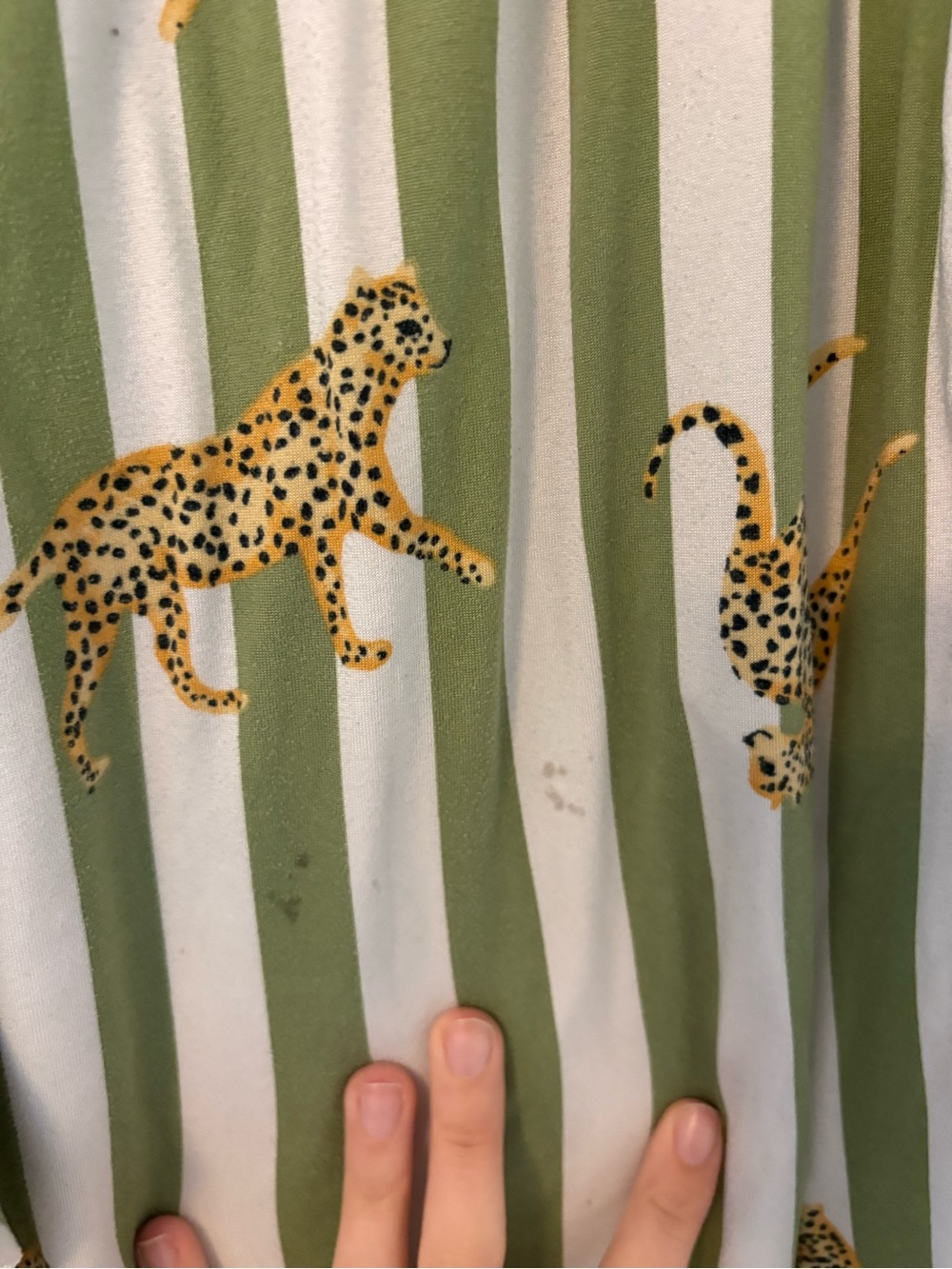 Room Service Green & White Striped Leopard Print Pajama Set - size medium - Picture 9 of 9
